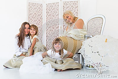 Grandma, mother and daughters Stock Photo