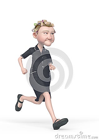 Grandma nurse cartoon is jogging in white background Cartoon Illustration