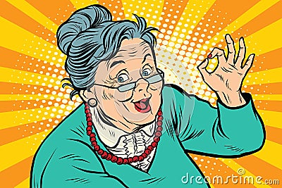 Grandma okay gesture, the elderly Vector Illustration