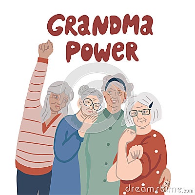 Grandma Power Vector Illustration