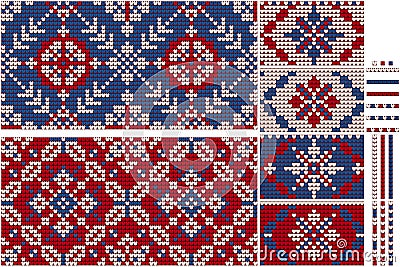 Grandma s Christmas bunddle of knitting patterns Vector Illustration