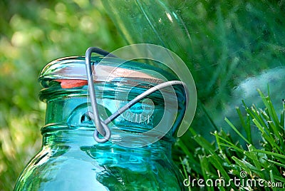 Grandma's Vintage Fruit Canning Jar Stock Photo