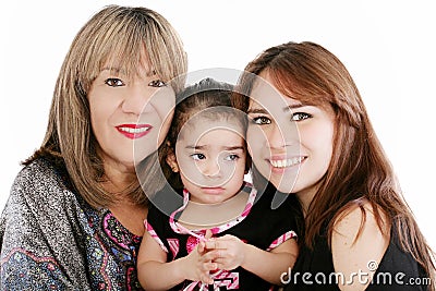 Grandmother with adult daughter and grandchild Stock Photo