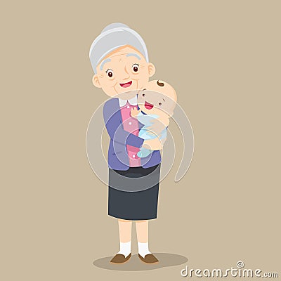 Grandmother and baby grandchild Vector Illustration