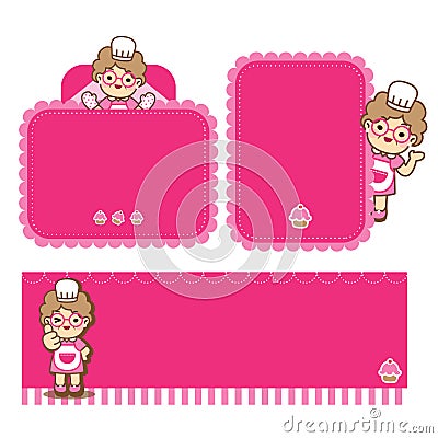 Grandmother is cooking.Cute style Vector Illustration