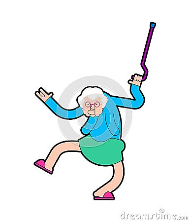 Grandmother Dance. Grandma Dances. Old lady cool. Vector illustration Vector Illustration