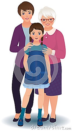 Grandmother with daughter and granddaughter Vector Illustration