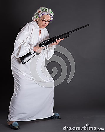 Grandmother in defence Stock Photo