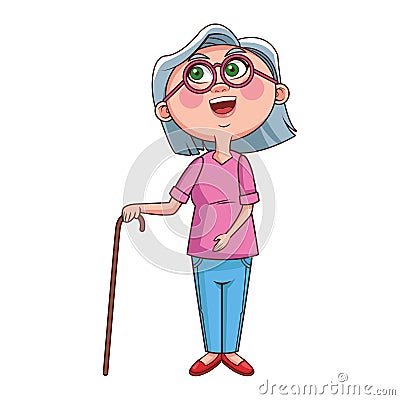 Grandmother elder person cane Vector Illustration