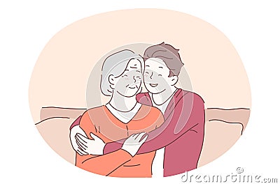 Grandmother and grandchild, happy family, generations concept Vector Illustration