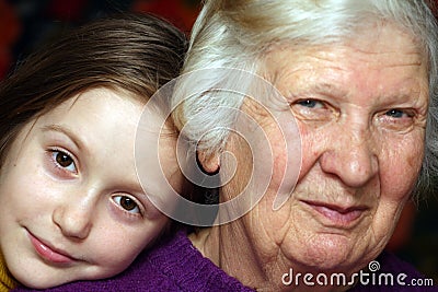 Grandmother and granddaughter Stock Photo