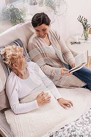 Grandmother and granddaughter spend time together Stock Photo