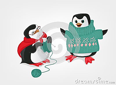Grandmother and grandson penguin vector illustration Stock Photo