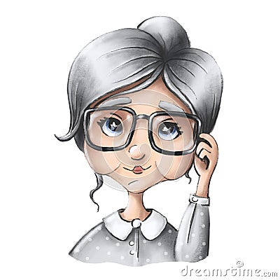 Grandmother with gray hair and glasses Stock Photo