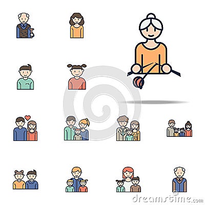 grandmother knitting cartoon icon. Family icons universal set for web and mobile Stock Photo