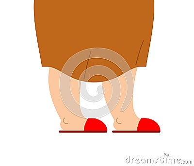 Grandmother legs are in slippers. feet of an elderly woman isolated Vector Illustration