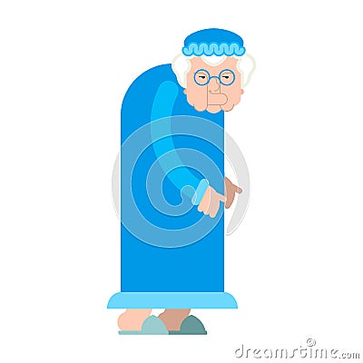 Grandmother in nightie isolated. Grandma in nighty. Little Red Riding Hood granny Vector Illustration