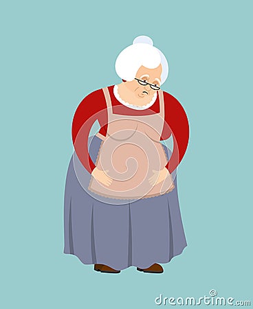 Grandmother sad emoji. Face grandma sorrowful isolated. Old lady Vector Illustration