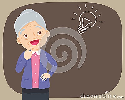 Grandmother standing thinking get idea Vector Illustration