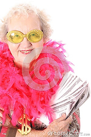 Grandmother who won lotto Stock Photo