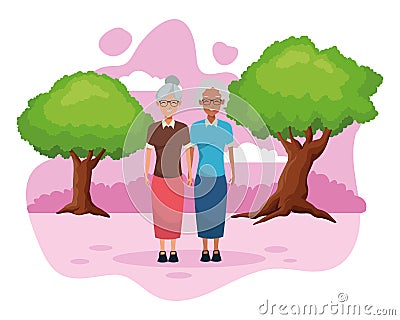 Grandmothers friends smiling cartoon Vector Illustration