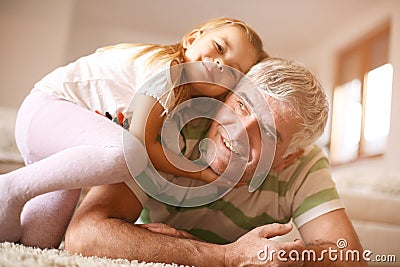 Grandpa with his granddaughter. Stock Photo