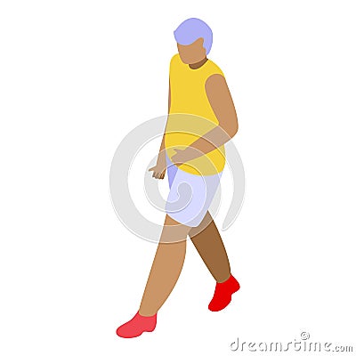 Grandpa outdoor running icon isometric vector. Pensioner workout Stock Photo