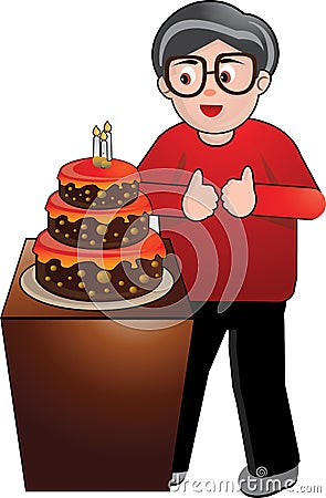 Grandpa's Birthday Cartoon Illustration