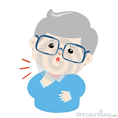 Grandpa sore throat cartoon vector Vector Illustration