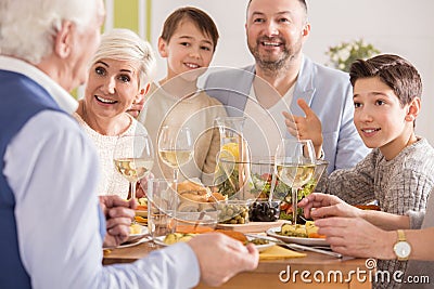 Grandpa telling a story Stock Photo