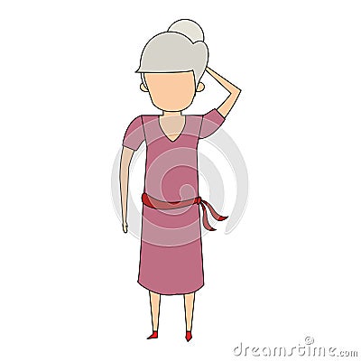 Grandparent senior old grandmother cartoon faceless Vector Illustration
