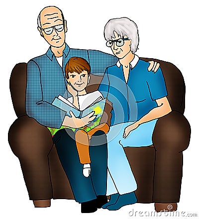 Grandparents Cartoon Illustration
