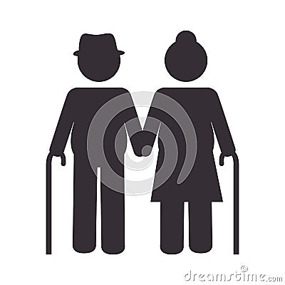 Grandparents couple silhouette icon Vector Illustration