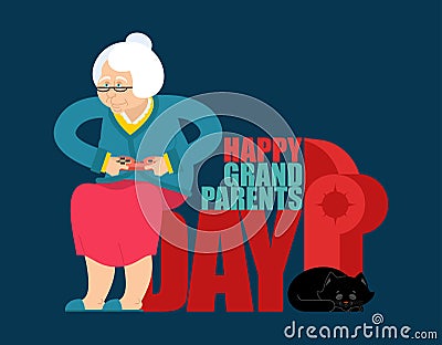 Grandparents Day. Day of grandmother and grandfather. grandma wi Vector Illustration