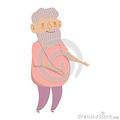 Grandparents day, grandpa standing character cartoon isolated icon design Vector Illustration