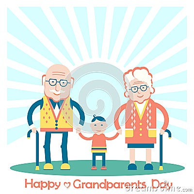 Grandparents with grandchild. Vector Illustration