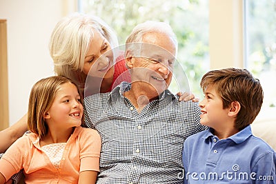 Grandparents and grandchildren Stock Photo