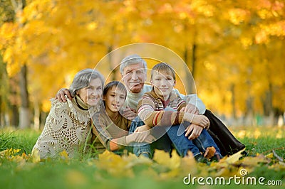 Grandparents and grandchildren Stock Photo