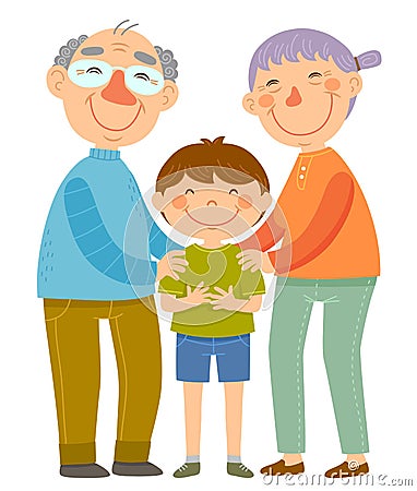 Grandparents and grandson Vector Illustration