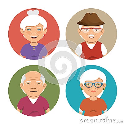 grandparents group avatars characters Cartoon Illustration