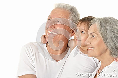 Grandparents with little girl Stock Photo