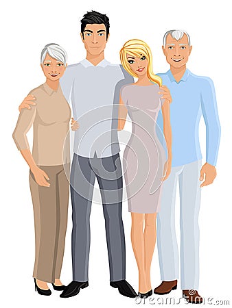 Grandparents son and daughter Vector Illustration
