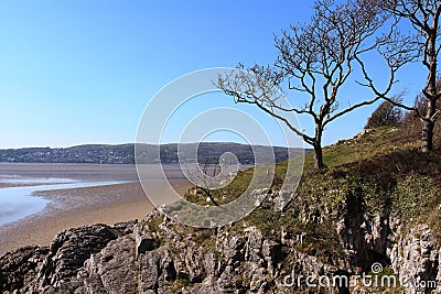 Grange-over-Sands from near White Creek at Arnside Stock Photo