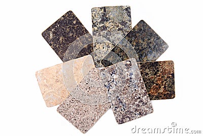 Granite kitchen worktop samples isolated Stock Photo