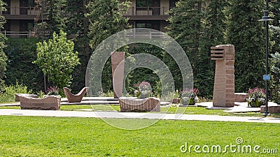 `Granite Landscape` by world renowned sculptor Jesus Moroles in Vail, Colorado. Editorial Stock Photo