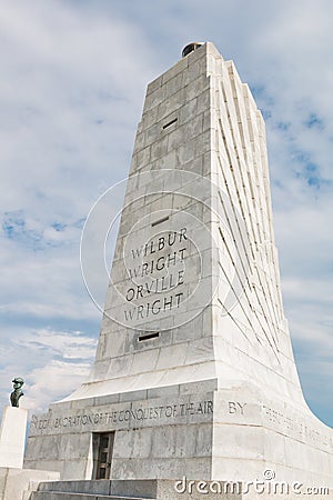 Granite Monument Commemorating Wright Brothers in North Carolina Editorial Stock Photo