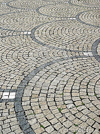 Granite pavement with curved parts Stock Photo