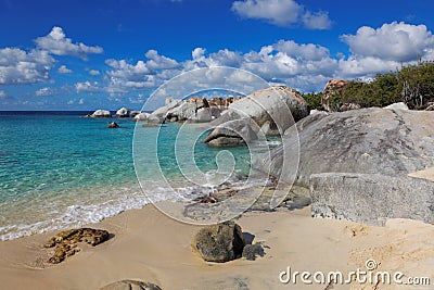 Granite rocks in The Baths Virgin Gorda, British Virgin Island, Caribbean Stock Photo