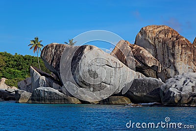Granite rocks in The Baths Virgin Gorda, British Virgin Island (BVI) Stock Photo