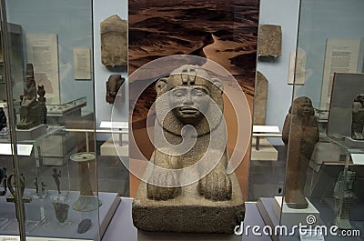 The Granite sphinx of Taharqo in British Museum Editorial Stock Photo